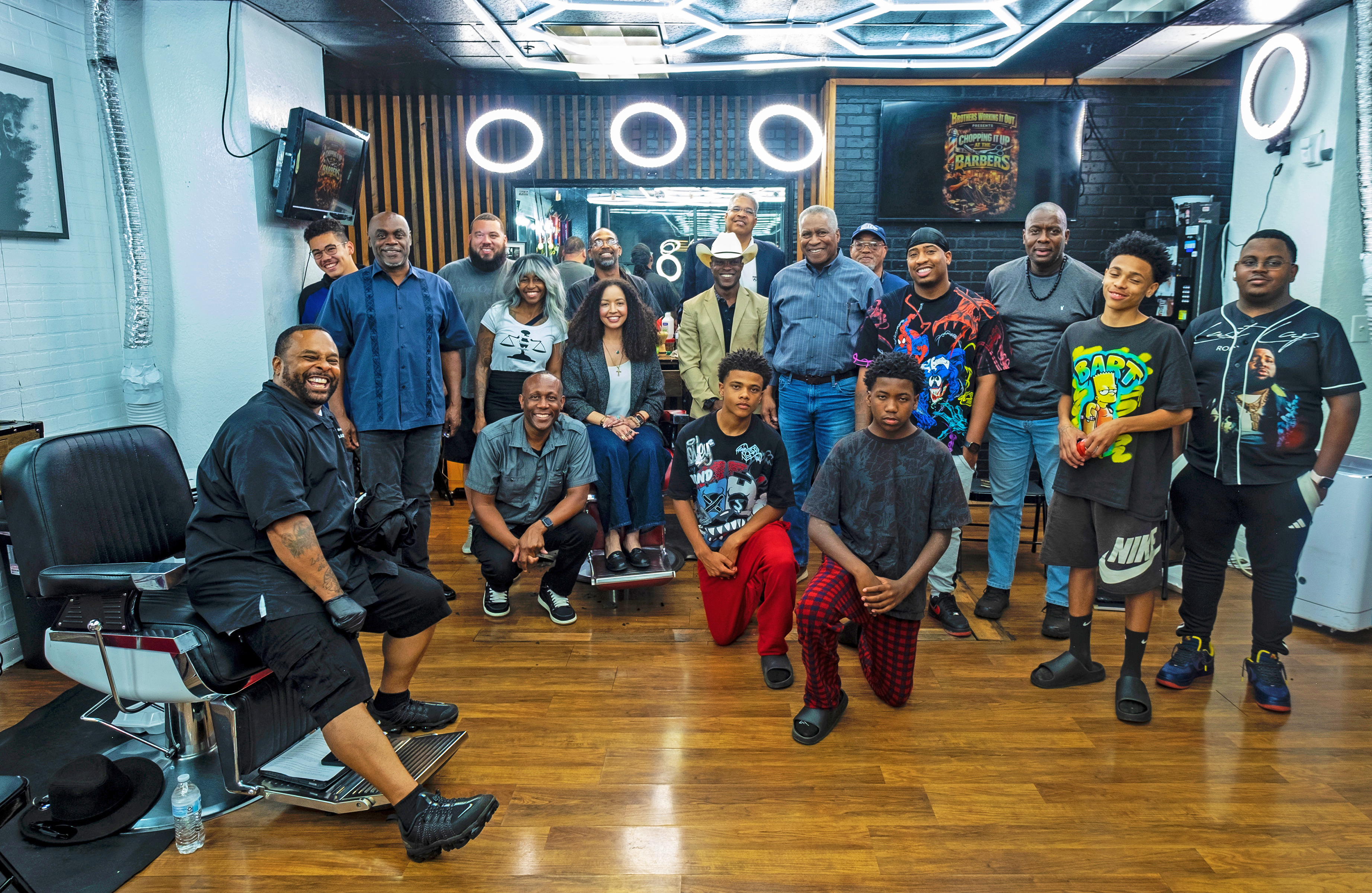 NMBJC members and community leaders at a barbershop community conversation